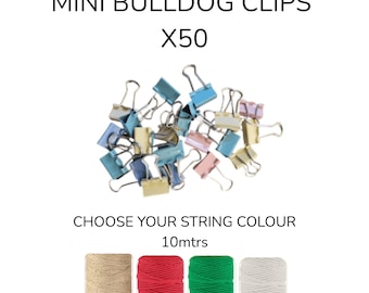 50 clips bouledogue colorés pour mur, corde, photos, dessins, Noël, anniversaire