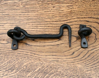 Four Inch Door latch Hooks cabin hooks black Iron Rustic Antique style Traditional Farmhouse ( Cabin Hook 4"-Cabin Hook 4" )