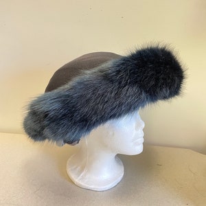 Real Recycled vintage blue fox fur ski helmet cover