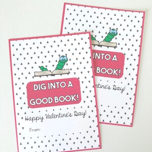 Printable Bookmark Holder Valentine Cards, Bookworm Valentines, Boomark Valentines, School Valentines, Valentine Cards for Kids