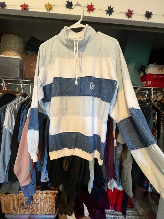 80’s Wide Stripe Zip Up shirt