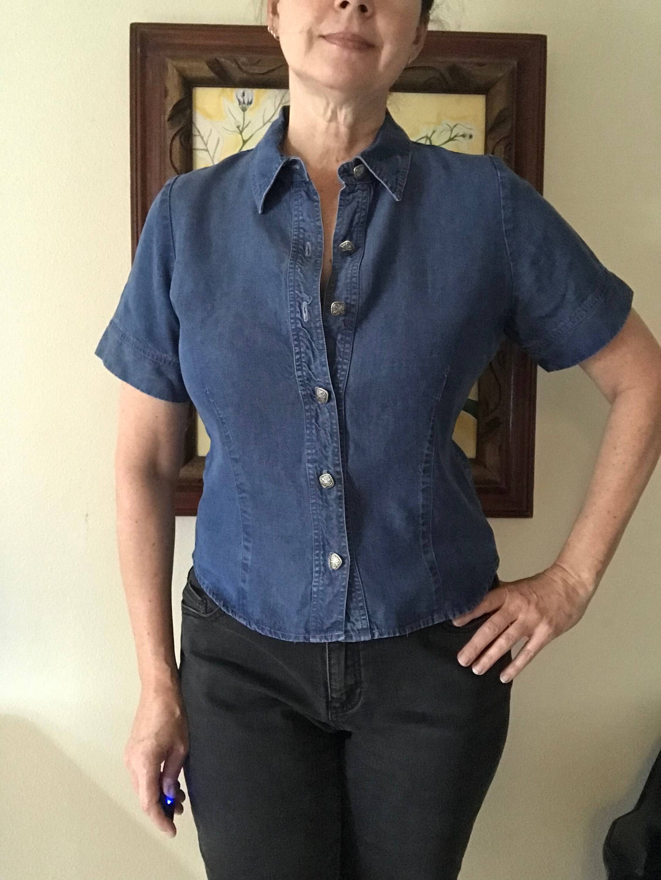short sleeve denim top