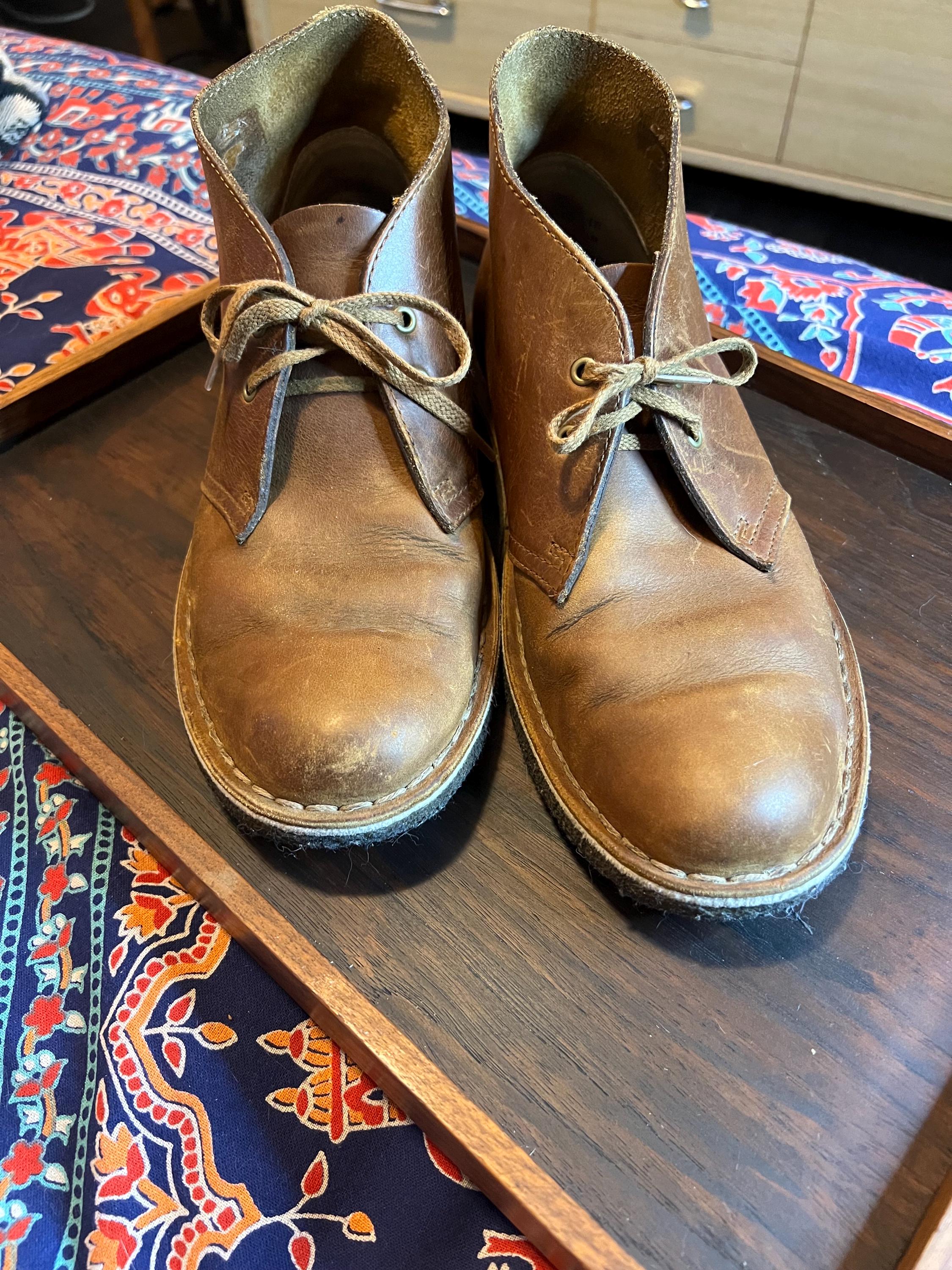 Clarks Men\'s‎ 9.5m Chukka Leather Distressed High Top Comfort Boots Grunge Brown Clarks Bushacre Leather Boots for Men for sale | eBay main image 4