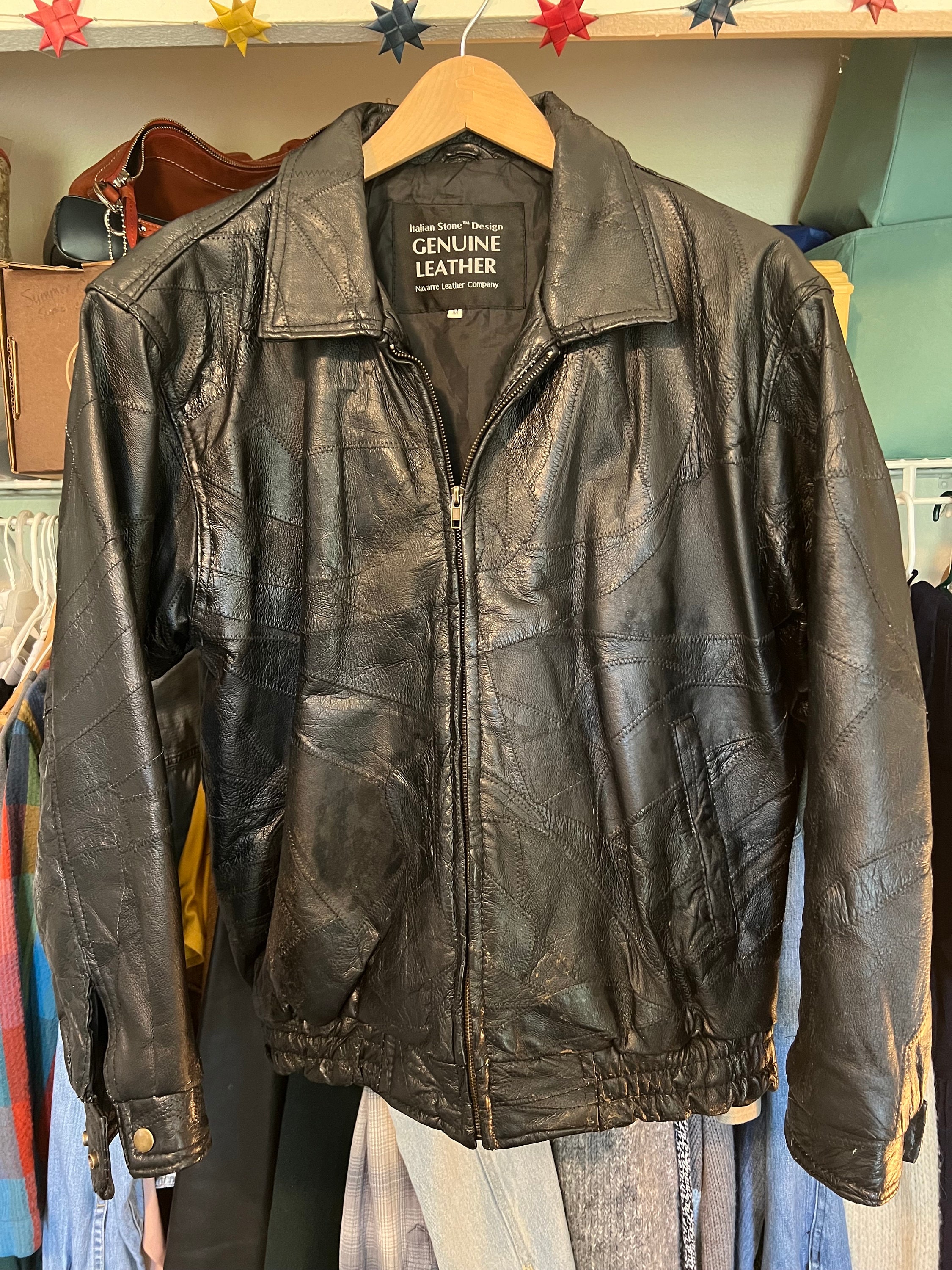 Patchwork Leather Jacket - Etsy