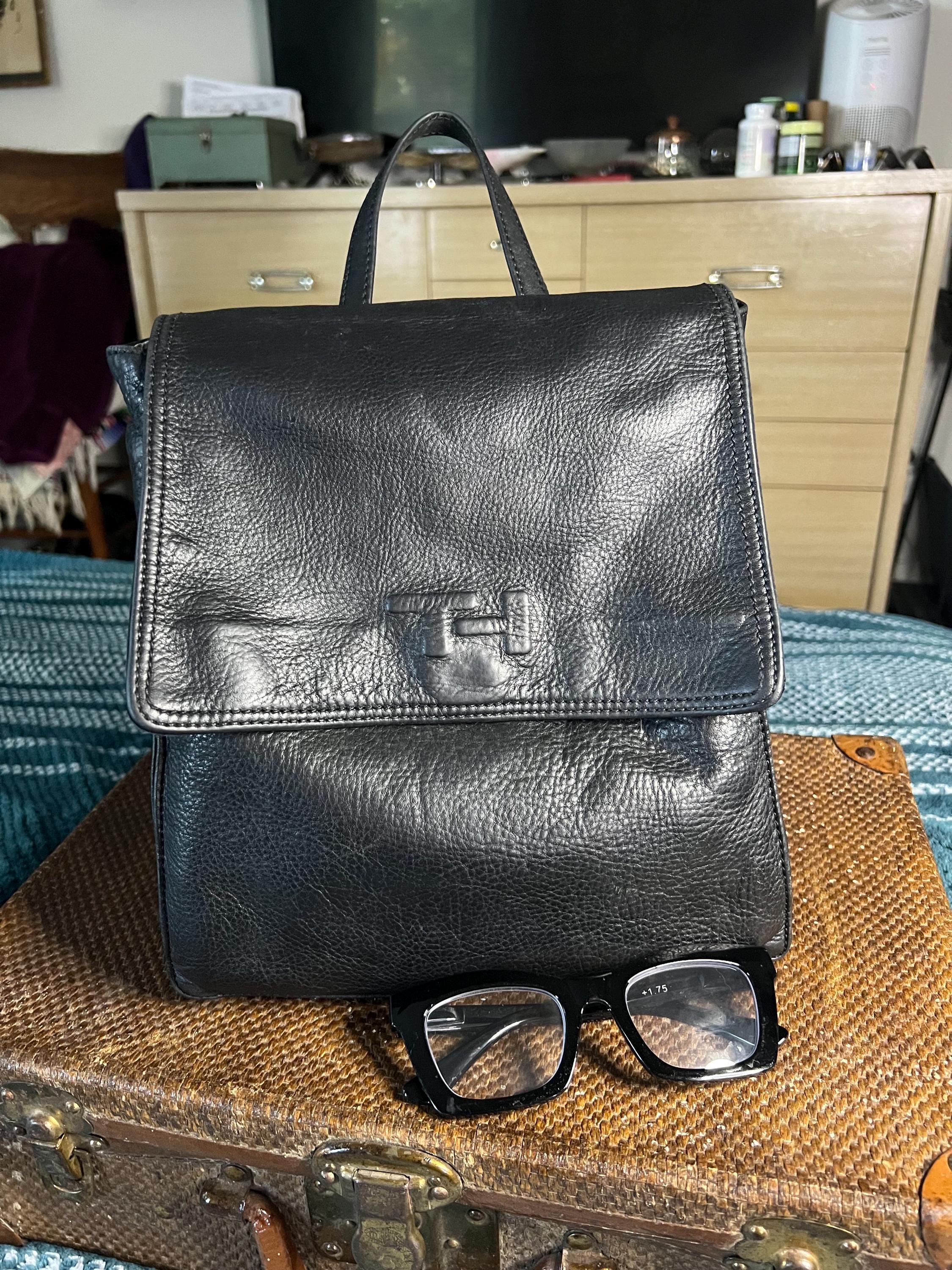 Vintage Black Leather Rectangular Backpack | 90s Mini Crossbody Bag Amazon.com | Small Black Sling Crossbody Backpack Shoulder  main image 2