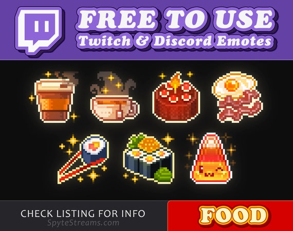Pre Made Twitch Sub Discord Emotes Food Bundle Etsy