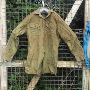 Geüpcycled legershirt met verweerde vuilvlekken, m