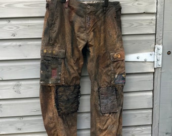 Postapocalyptic Wasteland Trousers Pants Raider LARP - 30 to 44" Waist - CUSTOM