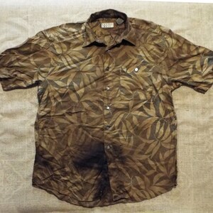 Vintage Dekonstruiert Avantgarde Upcycled Crust Grunge Hawaii Hemd - L - A069