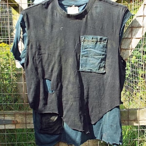 Post Apocalyptic Double Layered Distressed T Shirt - Medium  (M1)