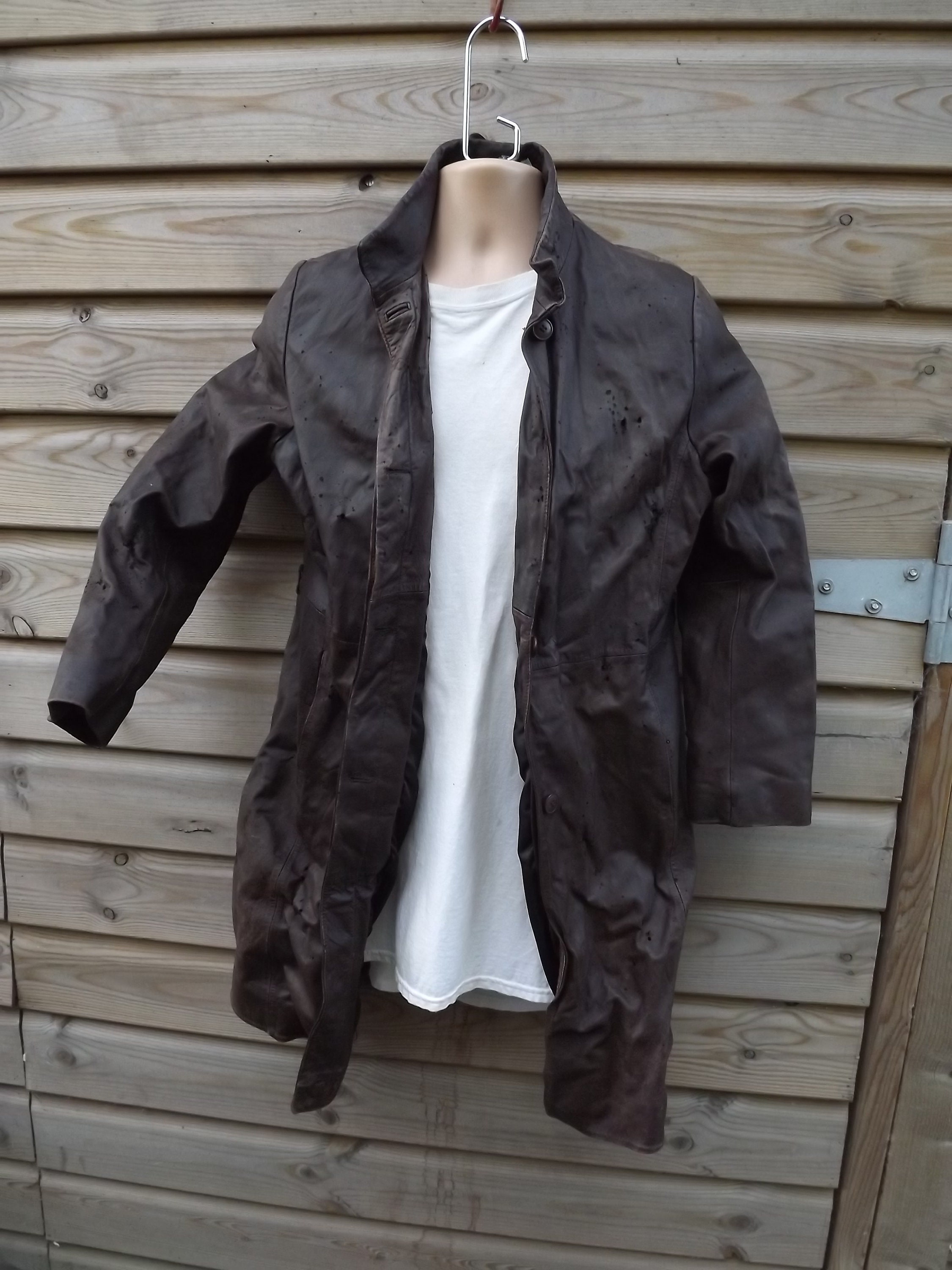 Image of Apocalyptic Brown Leather Coat - Ladies Uk Us