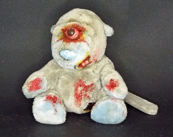 Tatty Blue Cyclops Monkey - Horror Gore Plushie