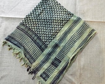 Heavily Distressed Shemagh Keffiyeh - Vaguely Green