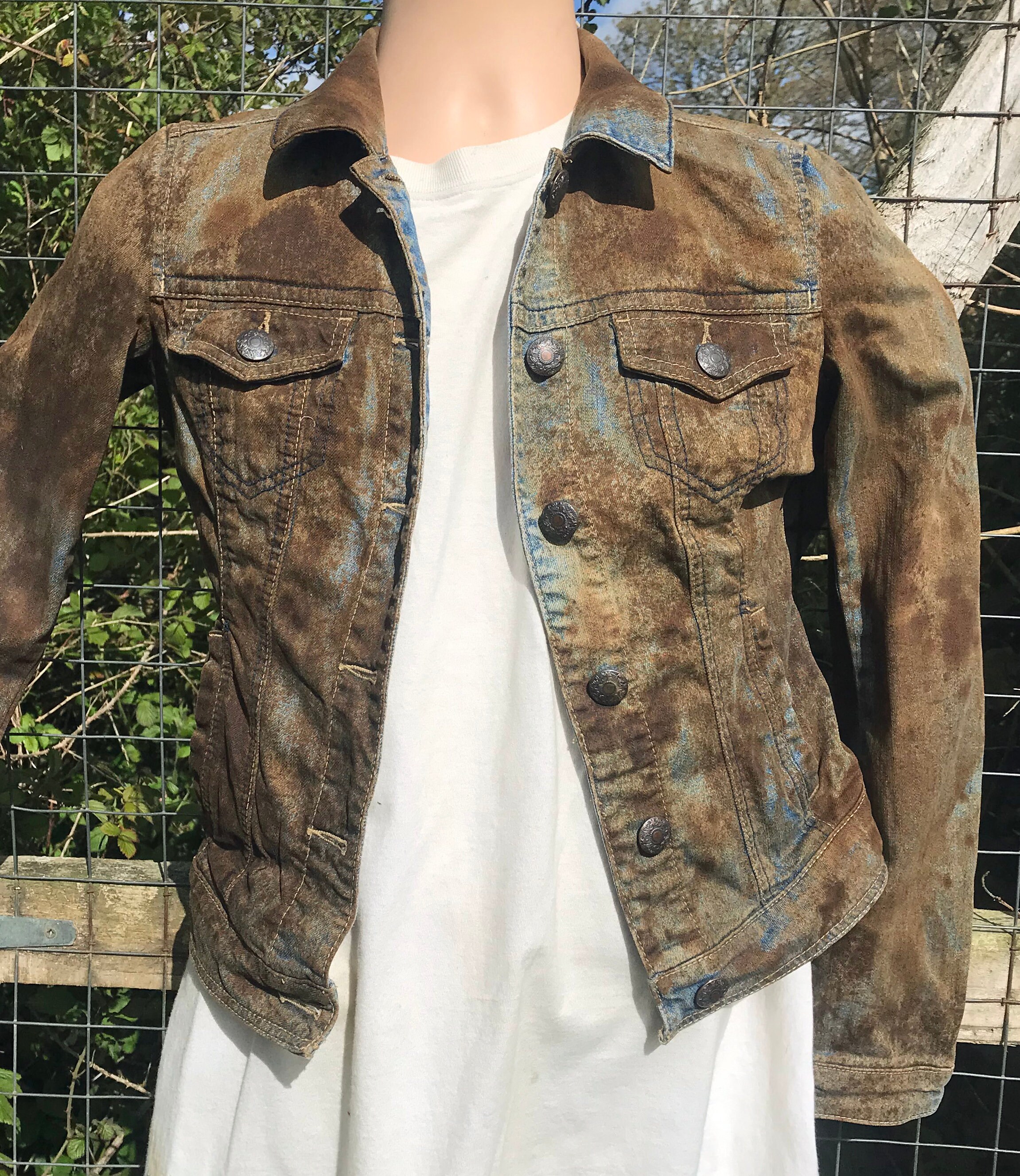 Dirt and Rust Dye Distressed Denim Jacket XS - Etsy
