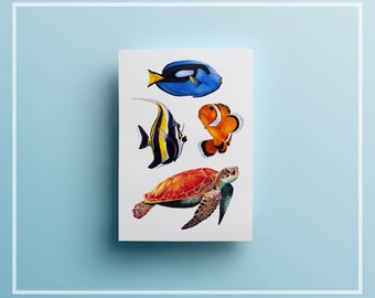 Marine Fish Coloured Pencil A4 Art Print - Sea Life Art - Home Decor - Wall Art - Art Print - Illustration