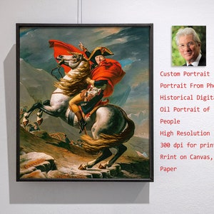 Royal Portrait, Renaissance Portrait, Custom Portraits of People and Pets, Napoleon Bonaparte Portrait, Digital Oil Portrait