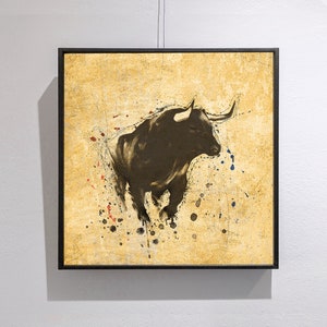 Bull Wall Art Print - Bull Painting - Canvas Prints - Animal Art - Home Decor - grote print op canvas - Wall art - Wall Decor - Giclee - Art