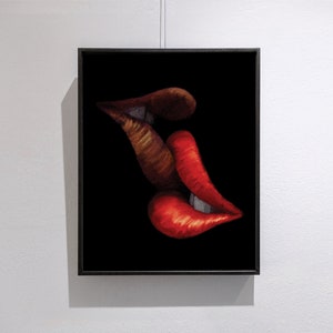 Kiss Lips - Lips wall art - Lips canvas - Gift for her, Home Decor-living room - Lips poster - Afro lips - Print on canvas - Valentine's Day