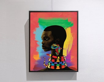 African Beauty Girl, Black Girl, Picture on Canvas, African Girl Poster, African Art, Afro Wall Art, African Wall Decor, Home Deco, Abstract