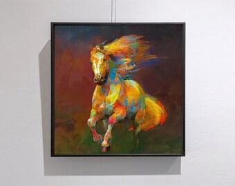 Abstract Horse Painting, Abstract Art, Horse Wall Art, Large Abstract Giclee Print, Home Decor,  Canvas Print, Colorful Art,