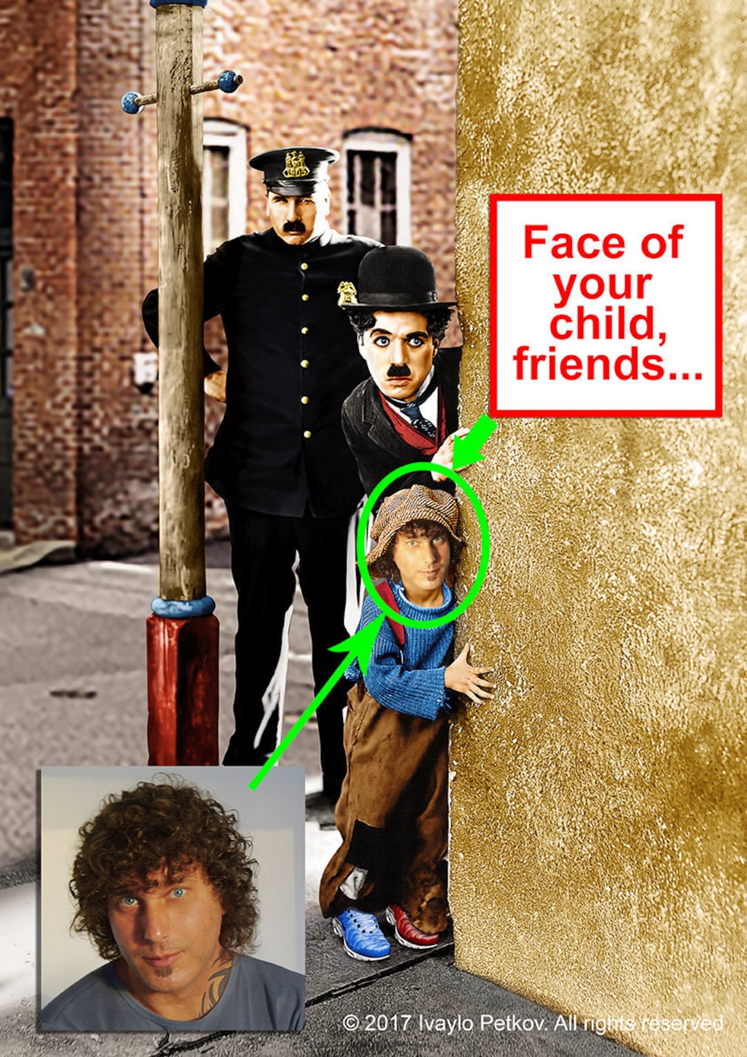 Colorized Photos of Charlie Chaplin, the Kid, Funny Poster