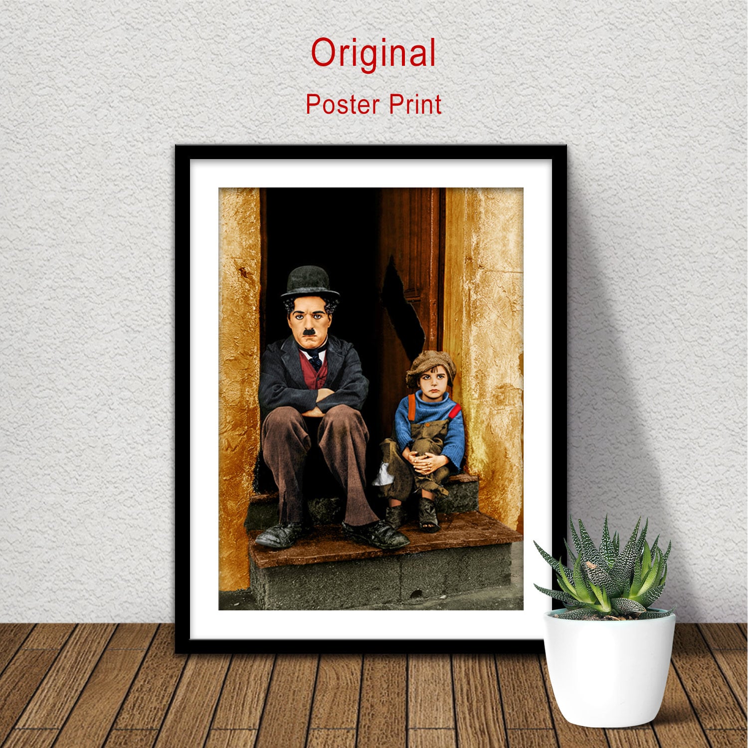 チャーリー・チャップリンのカラー写真、キッド、面白いポスター