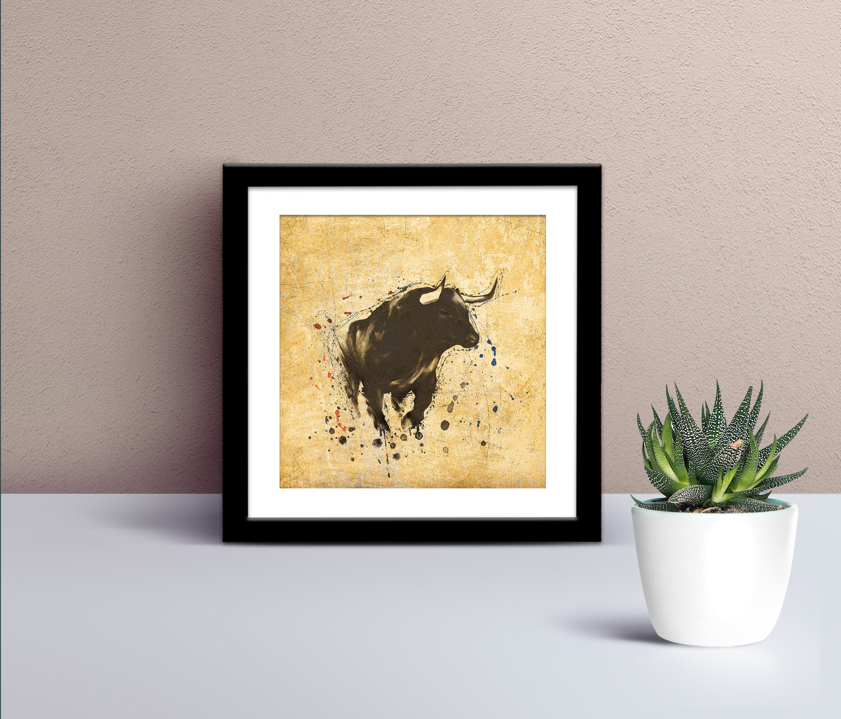 Bull Wall Art Print Bull Painting Canvas Prints Animal Art Home Decor