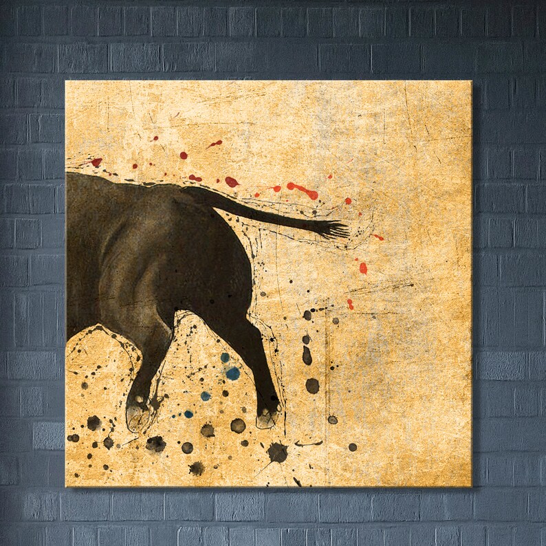 Bull Wall Art Print Bull Painting Set of 3 Canvas Prints Etsy