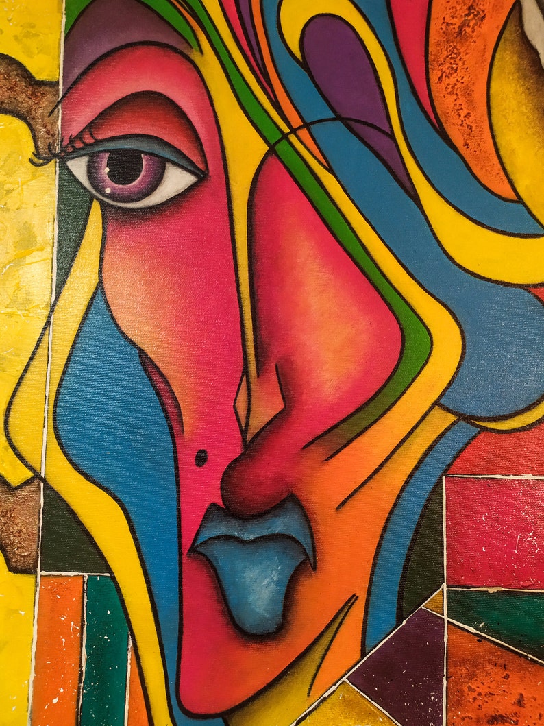 Original Acrylic Painting, Abstract African Faces, Modern Abstract