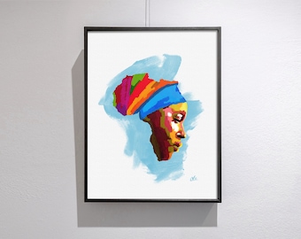 African Beauty Girl, Black Girl, African Girl Poster, African Art, Canvas, African Wall Decor, Wall Decor, Home Decor, Giclee Fine Art,