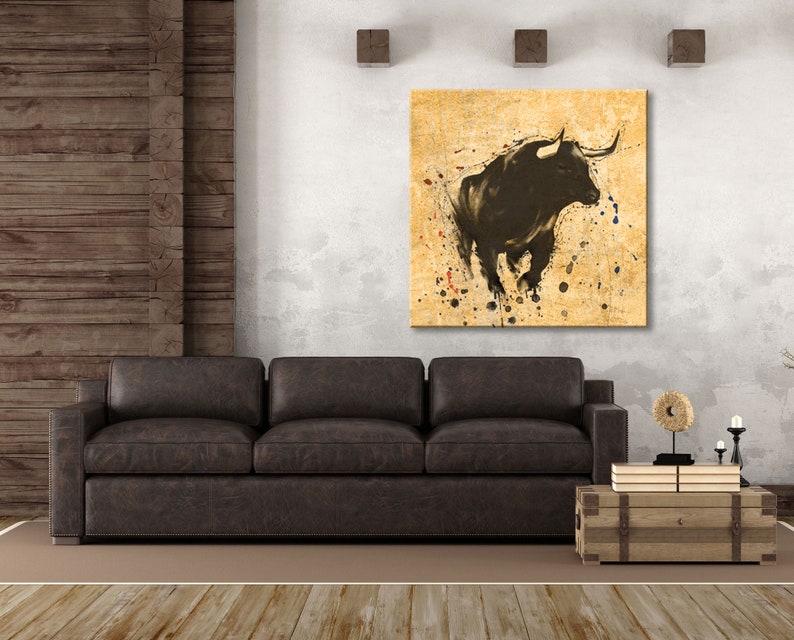 Bull Wall Art Print Bull Painting Canvas Prints Animal Art Home Decor Large Print on Canvas Wall