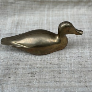 Vintage Mid Century Modern Brass Duck Figurine/ Brass Duck Statue
