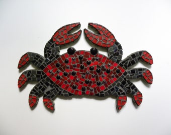 Mosaico de cangrejo hecho a mano: decoración para interiores y exteriores (40,6 x 63,5 cm)