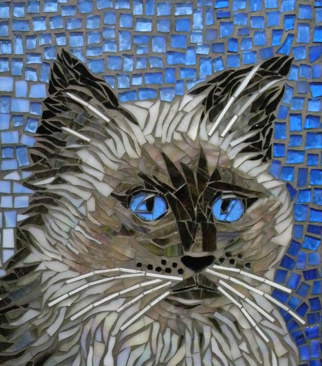 Stained Glass Mosaic Cat Art - Framed Handmade Wall Decor - Etsy