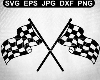 crossed Racing Flag Nascar Flag Svg, Checkered Flag Svg ,Dxf,Png,Eps Cut File Download digital Cricut File car Racing finnish line flag svg