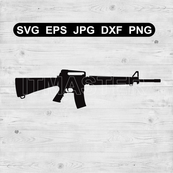 M16 rifle machine gun template Svg ,Dxf , Jpg , Png , Eps Cut File Download digital Silhouette Cricut File vinyl tshirt cutfile