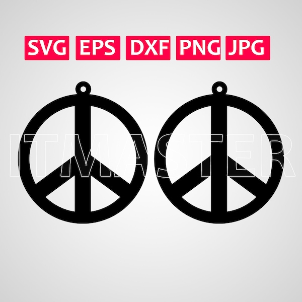 Peace Sign Earrings Jewelry Design Shape Svg , Dxf , Jpg , Png , Eps Cut File Download digital Silhouette Cricut File