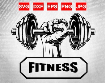 fitness svg bodybuilding svg weight hand dumbbell FITNESS motivation SVG, Eps,Dxf,Png,Jpg vector cut file for cricut and design DOWNLOAD