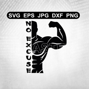 Bodybuilder Pose Bodyblocking ohne Entschuldigung Text Sport SVG, Dxf, Jpg, Png, Eps Cut File Download digitale Cricut-Datei designspace