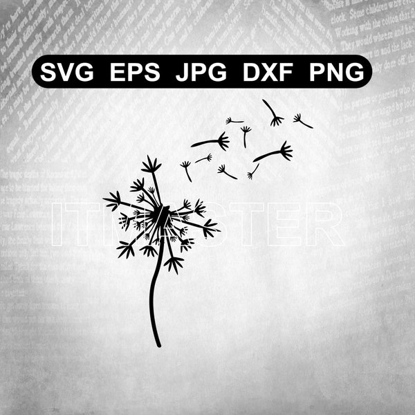 Dandelion seed Flower Svg , Pusteblume seed Svg , Dxf , Jpg , Png , Eps Cut File Download digital Silhouette Cricut File