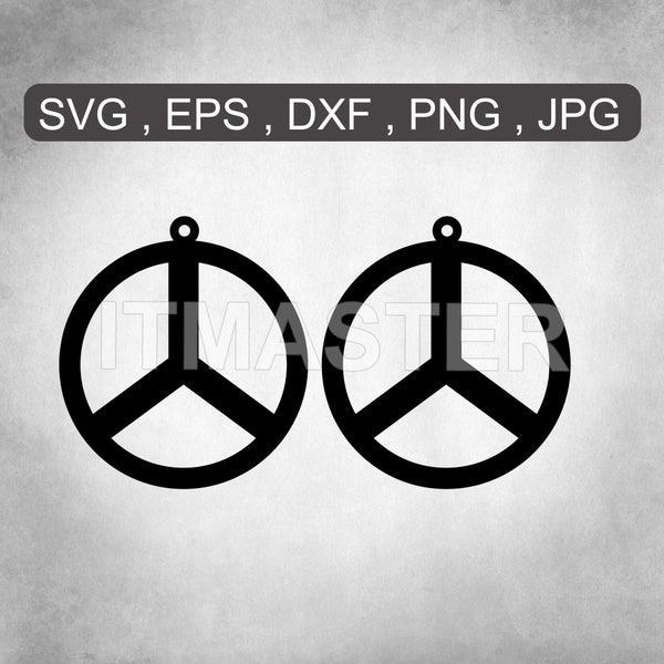 Peace Sign Earrings Jewelry Design Shape Svg , Dxf , Jpg , Png , Eps Cut File Download digital Silhouette Cricut File