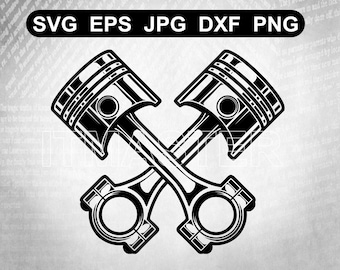 2 crossed Engine Piston SVG  Mechanic Piston vector  Svg , Dxf , Jpg , Png , Eps Cut File Download digital Silhouette Cricut cutfile tshirt