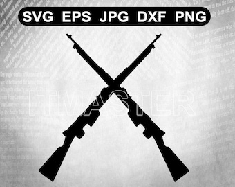 Crossed World war 2 ww2 Rifle Svg Sniper Svg logo Template Svg , Dxf , Jpg , Png , Eps Cut File Download digital Cricut File vintage rifles
