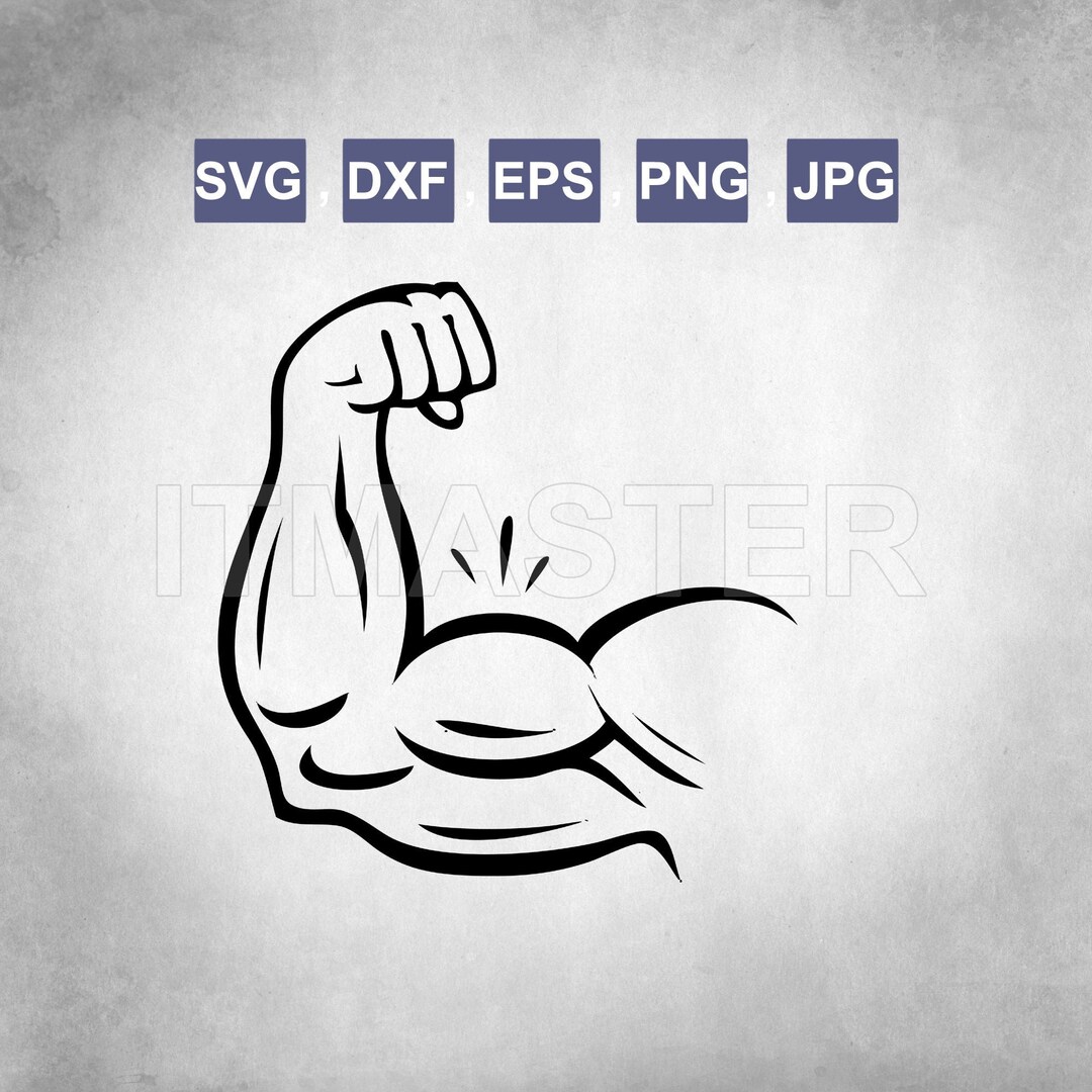 Bicep Muscle Muscular Bodybuilding Arm Svg , Dxf , Jpg , Png , Eps Cut ...