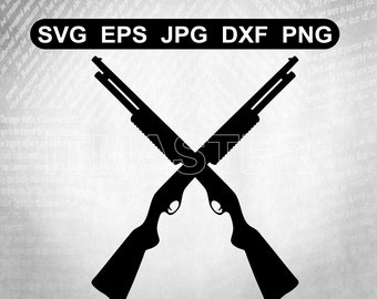 crossed Shotgun Rifle Svg Crossed Gun Svg Hunting weapon shooting Gun Svg , Dxf , Jpg , Png , Eps Cut File Download digital Cricut File