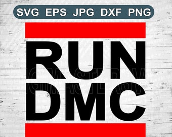 Run Dmc Svg,logo , RUN DMC Svg , Dxf , Jpg , Png , Eps Cut File Download digital Silhouette Cricut File black and red color