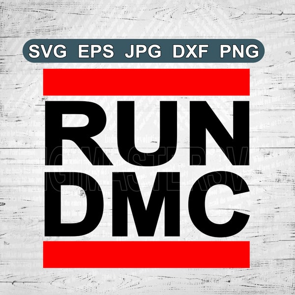 Run Dmc Svg,logo , RUN DMC Svg , Dxf , Jpg , Png , Eps Cut File Download digital Silhouette Cricut File black and red color
