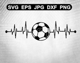 Heart Beat Football soccer Svg , Dxf , Jpg , Png , Eps Cut File Download digital Cricut File Sports Clipart Fifa Soccer svg ekg ecg football