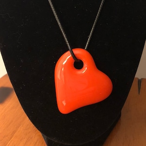 Handmade Glass Fused Necklace ~~ Heart (in various colors)