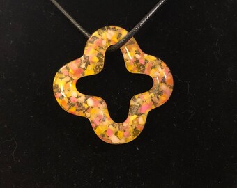 Glass Fused Necklace  ~~ Citrus Burst ~~ Flower